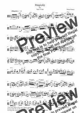 page one of Bingledip for Solo Viola