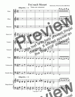 page one of Minuet free after Mozart
