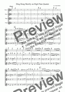 page one of Ding Dong Merrily on High Flute Quartet