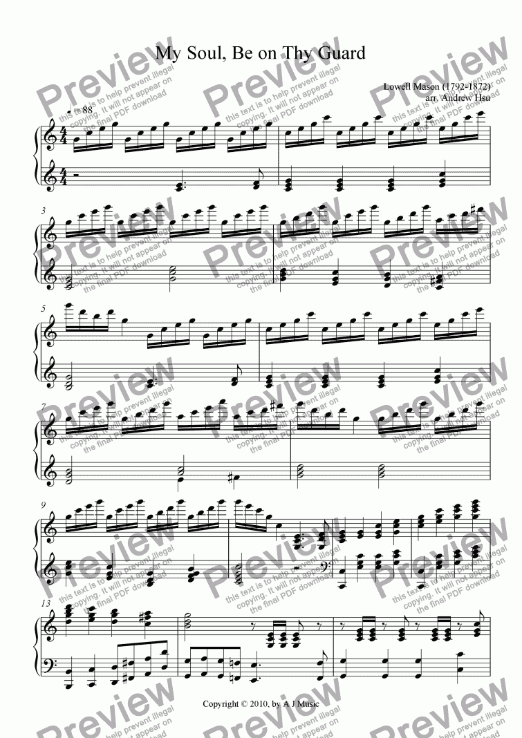 page one of My Soul, Be on Thy Guard - Solo Piano
