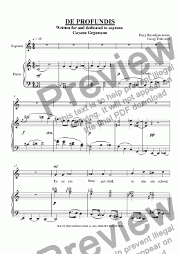 page one of De Profundis (soprano & piano)