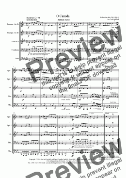 page one of O Canada (Eb) for Brass Quintet
