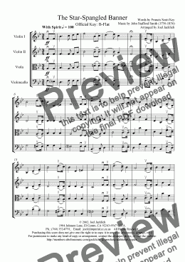 page one of The Star Spangled Banner (Bb) for String Quartet