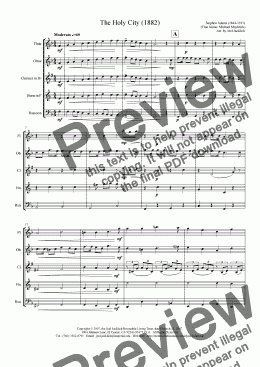 page one of The Holy City (Woodwind Quintet)