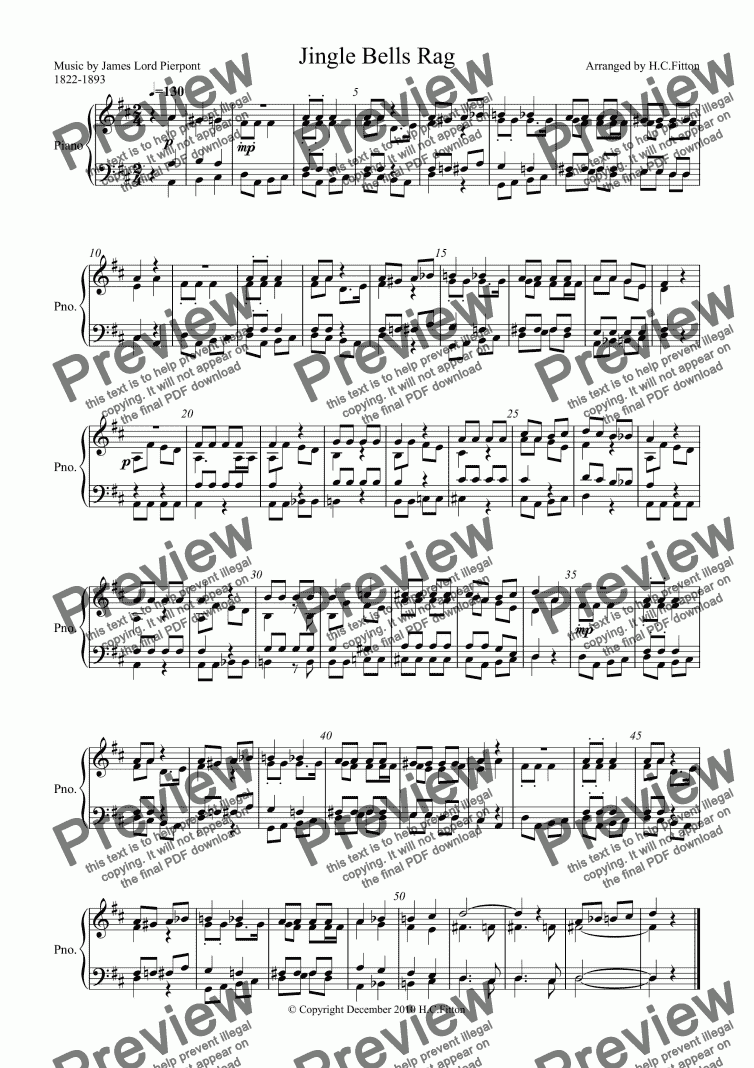 page one of Jingle Bells Rag