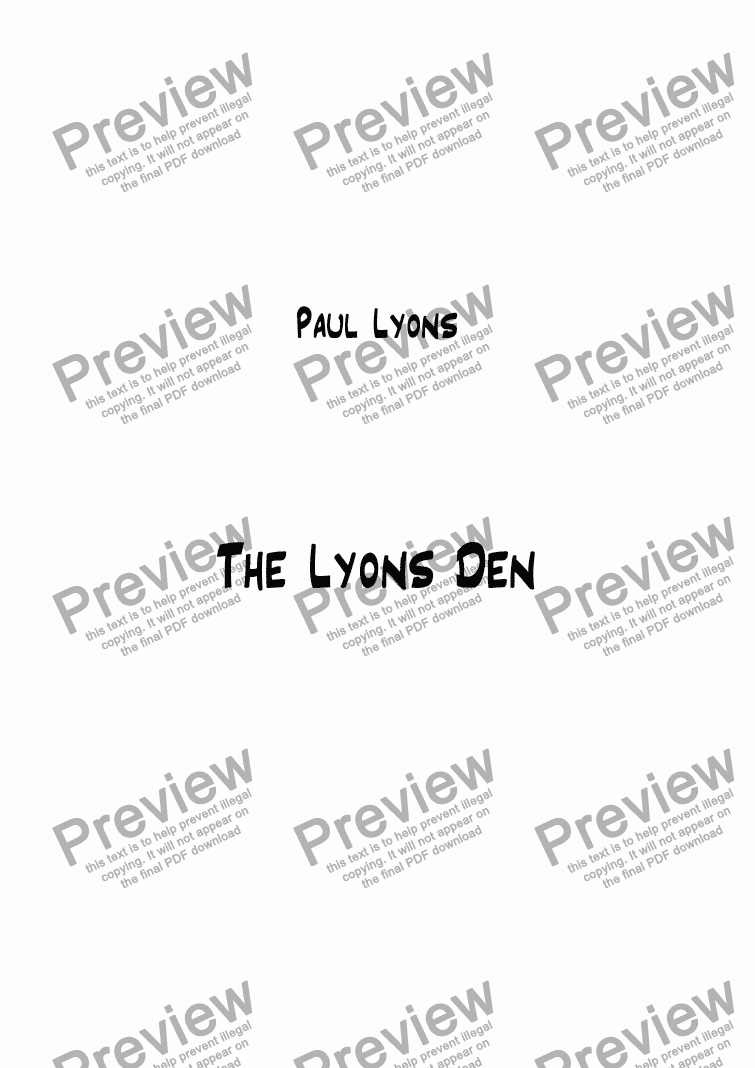 page one of The Lyons Den