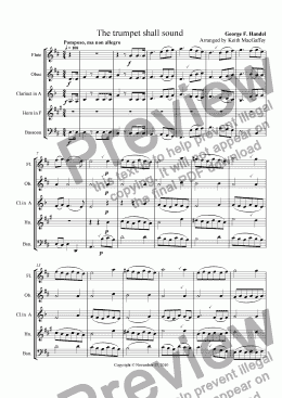 page one of Handel: The Trumpet Shall Sound, arr Wind Quintet