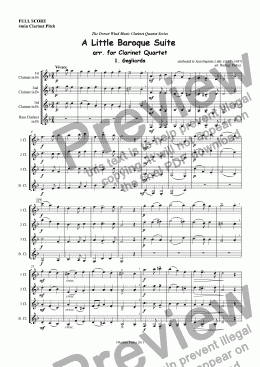 page one of A Lttle Baroque Suite arr. for Clarinet Quartet
