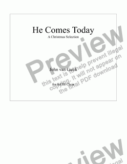 page one of He Comes Today - SATB Choir