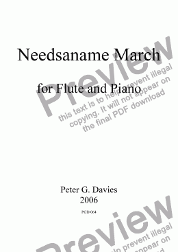 page one of Needsaname March for Flute and Piano