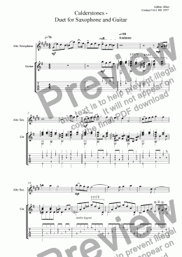 page one of Calderstones - Duet for Alto Saxophone and Guitar