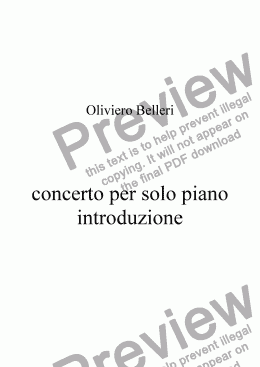 page one of concerto per solo piano - introduzione