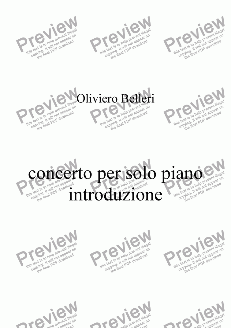 page one of concerto per solo piano - introduzione