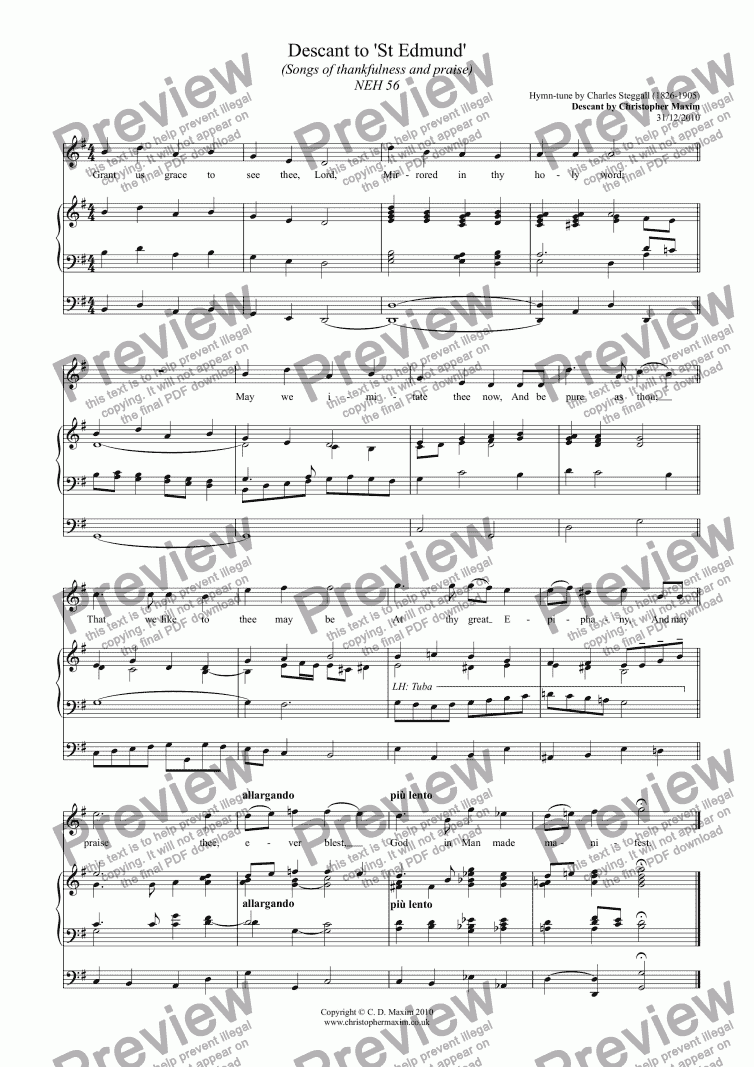 page one of Descant to 'St Edmund' (Songs of thankfulness and praise)