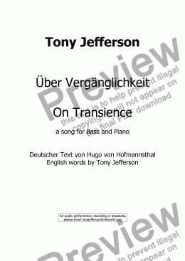 page one of Über Vergänglichkeit / On Transience