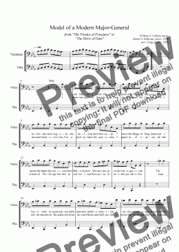 page one of Modern Major General (tuba/voice/trombone)