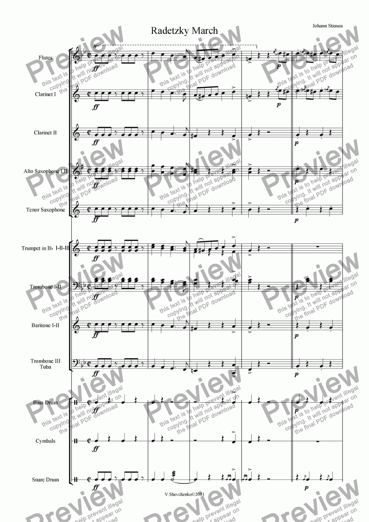 page one of Radetzky March