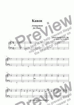 page one of Pachelbel's Famous Kanon 