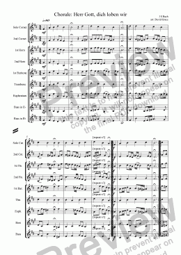 page one of Chorale: Herr Gott, dich loben wir[Bach]