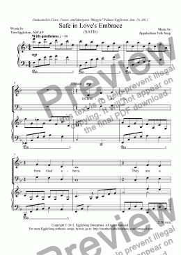 page one of Safe in Love’s Embrace, SATB