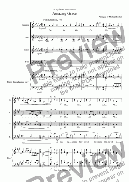 page one of Amazing Grace for SATB