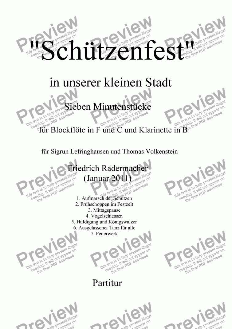 page one of "Schützenfest" in unsrer kleinen Stadt