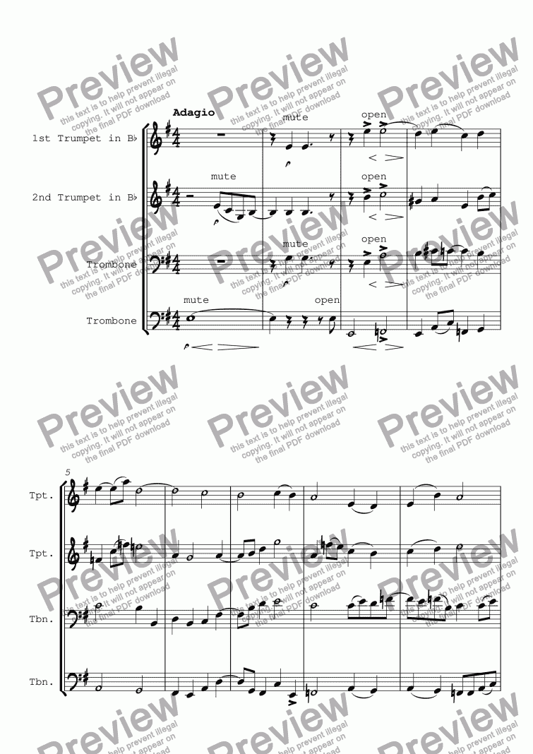 page one of East Keal Suite for Brass Quartet - Movement Two