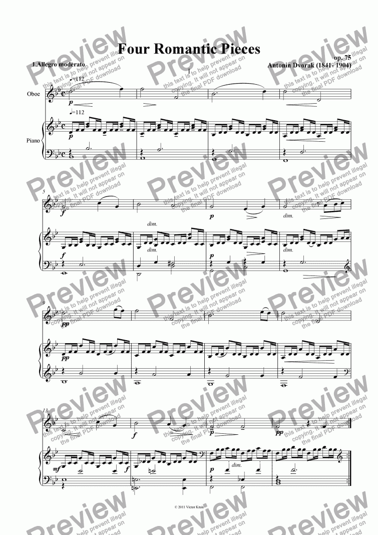 page one of Dvorak - Four Romatic Pieces