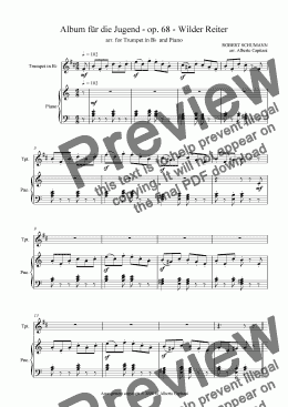 page one of Album für die Jugend - op. 68 - Wilder Reiter - arr. for Trumpet in Bb and Piano
