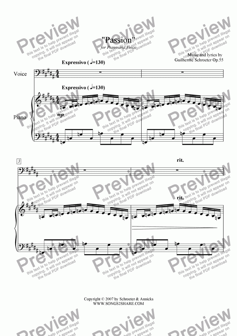 page one of Op.055 - Passion for Voice and Piano (B Major)