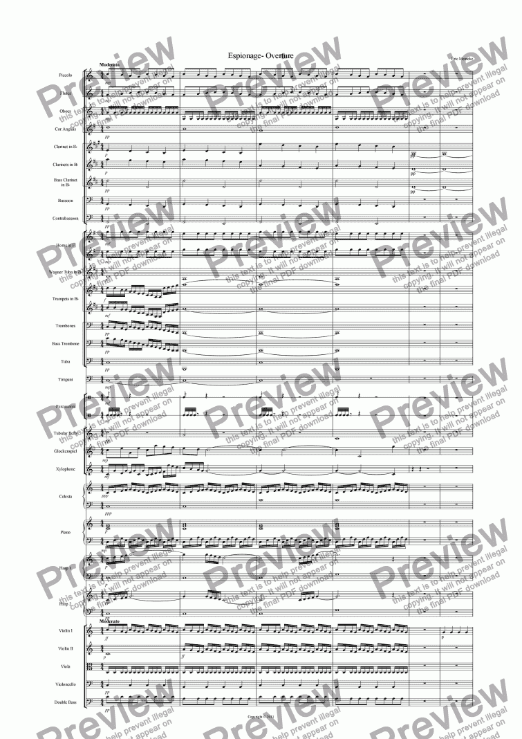 page one of Espionage- Overture