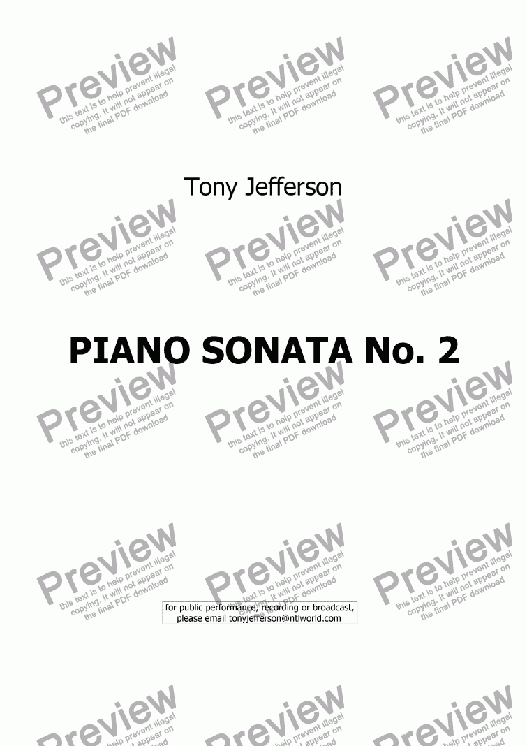 page one of Piano Sonata No 2 - first movement