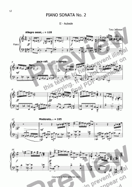 page one of Piano Sonata No 2 - second movement