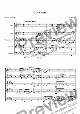 page one of Puccini - Crisantemi (Chrysanthemums), Elegy