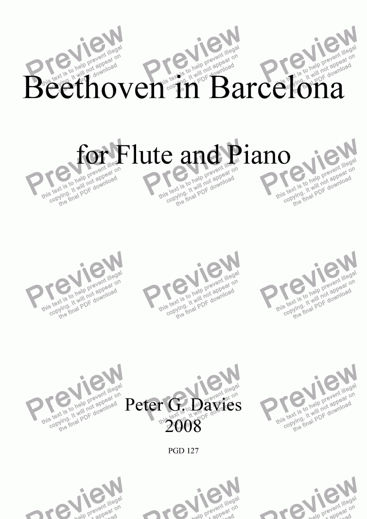 page one of Beethoven in Barcelona for Flute and Piano