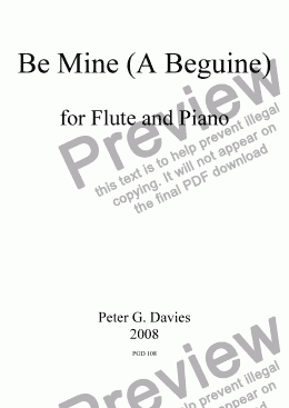 page one of Be Mine (A Beguine) for Flute and Piano