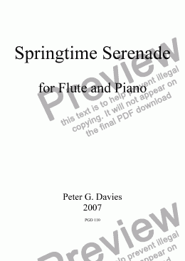 page one of Springtime Serenade for Flute and Piano