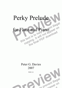page one of Perky Prelude for Flute and Piano