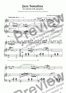 page one of JAZZ SONATINA for Clarinet in Bb and Piano