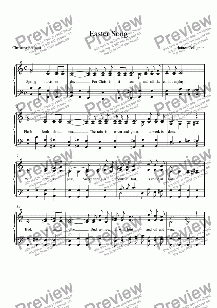 page one of Easter Song