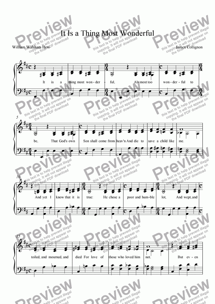 It Is a Thing Most Wonderful - Download Sheet Music PDF file