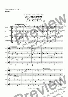 page one of 'La Cinquantaine' arr. for Clarinet Quartet