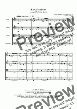 page one of La Golondrina (String Quartet)