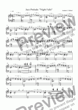 page one of Jazz Prelude: "Night Falls"