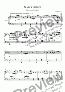 page one of Sugar Sphinx, Movement for Piano