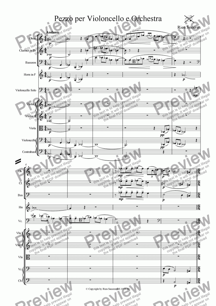 page one of Pezzo per Violoncello � Orchestra