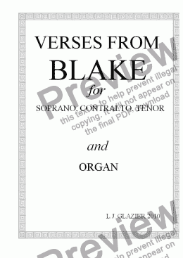 page one of Verses from Blake, for Soprano, Contralto, Tenor and Organ.