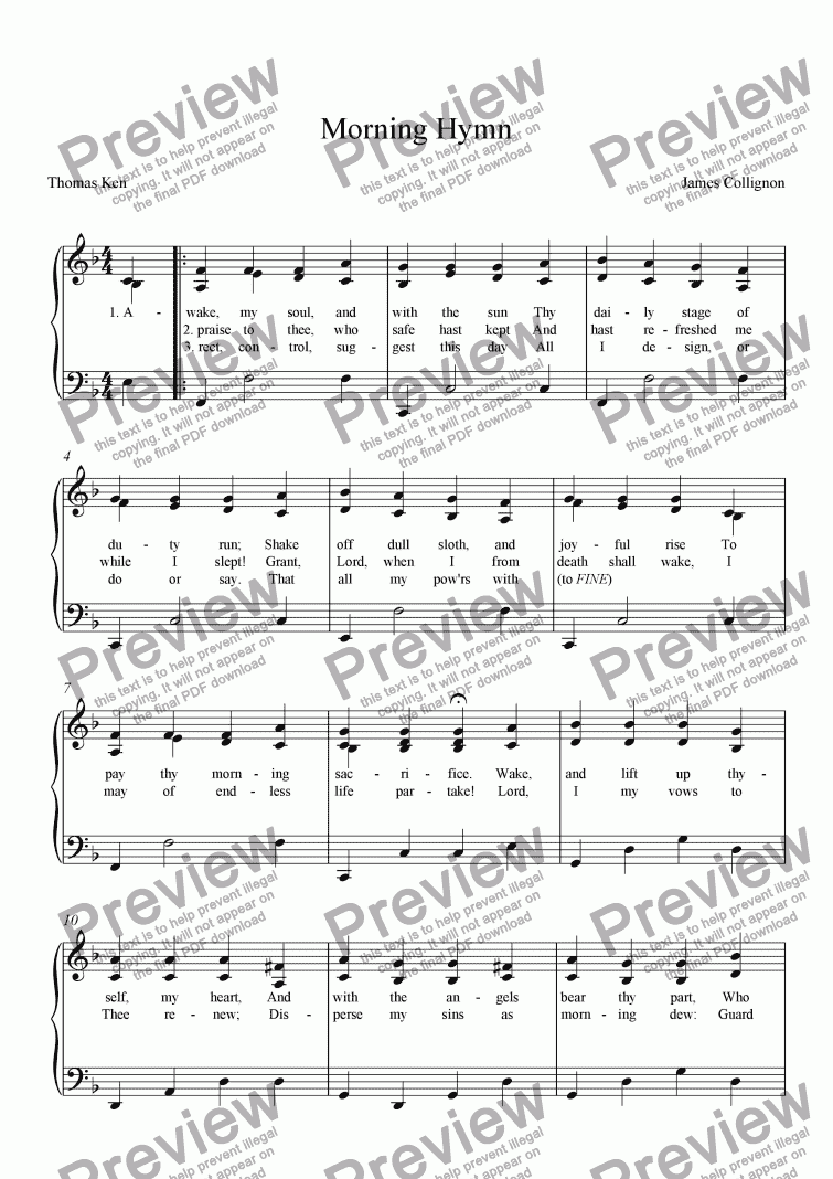 page one of Morning Hymn