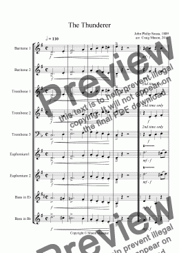 page one of The Thunderer March (for brass band low brass)