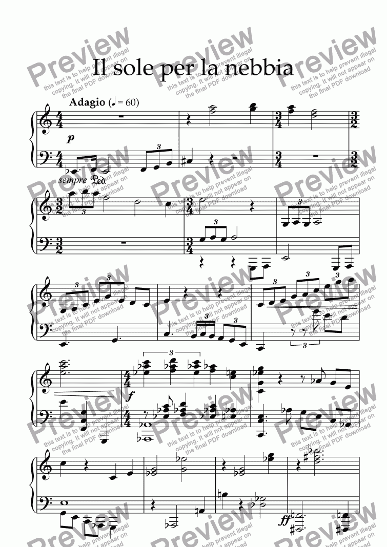 page one of Cartolina musicale «Il sole per la nebbia »
